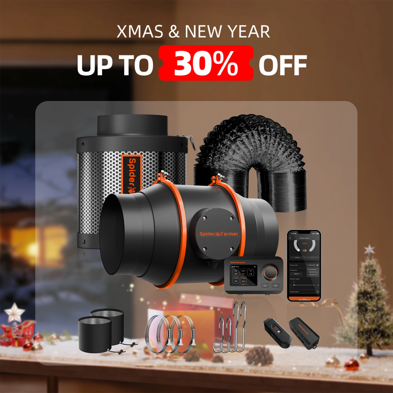 Spider Farmer 4"/6" Inline Fan Kit with GGS Controller, Smart APP Control, Ventilation Combo Air Cooling for Grow Tent