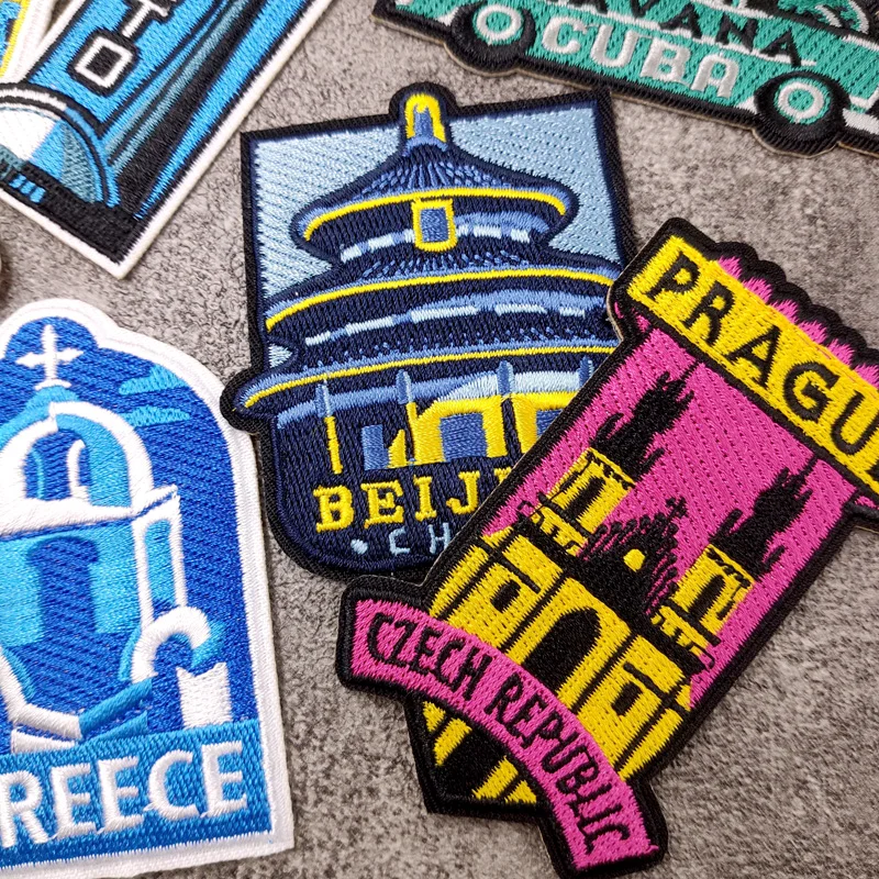 City KYOTO CHICACO MIAMIPatches Embroidery For T-Shirt Iron On Appliques Clothes Jeans Stickers Badges Parche PRAGUE TORONTO