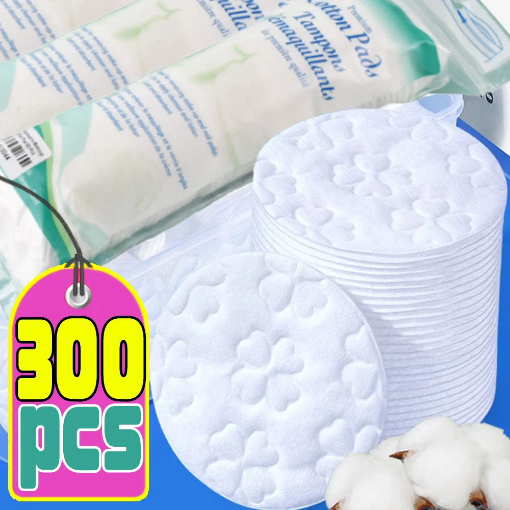

300pcs Disposable Soft and Breathable Circular Makeup Remover Pads Doubles Sided Cotton Pads Non-Irritating for Facial Cleaning