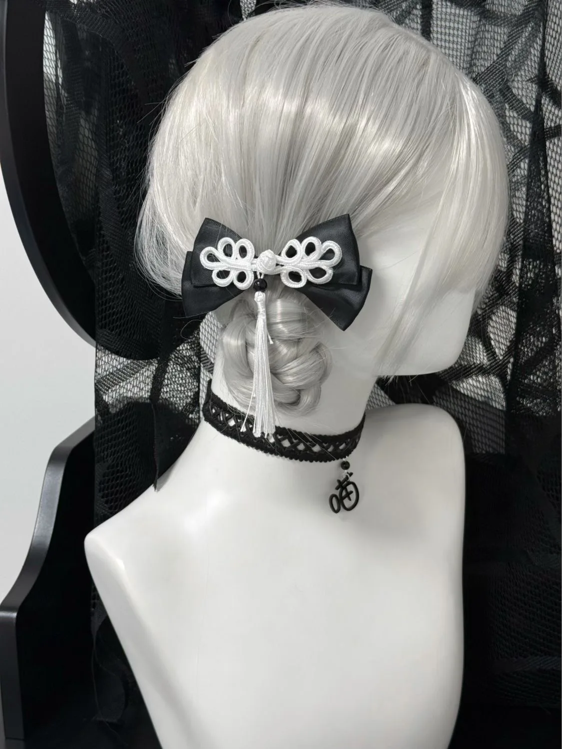 1 Pair Original Chinese Knot Hair Clip With/out Tassel Ponytail Chinese Bow Subculture Dark Gothic Lolita Hair Accessories
