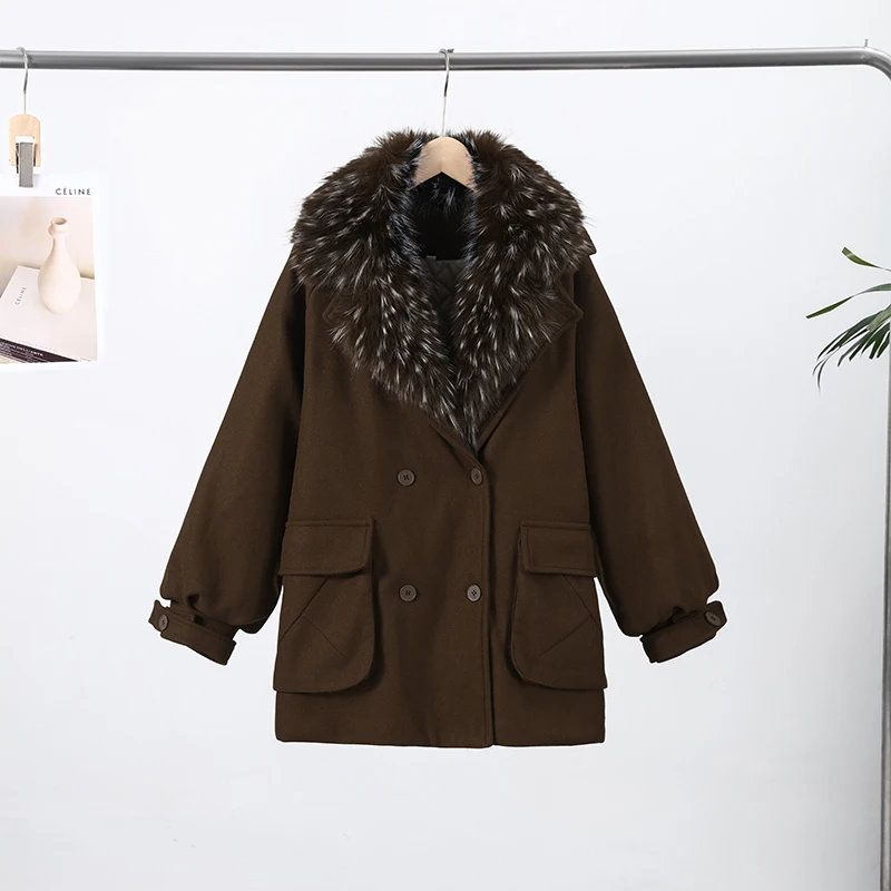 

Женская куртка с хлопковой подкладкой и воротником из искусственного меха, винтажное коричневое теплое пальто большого размера с карманами-фонариками, пальто с рукавами, осенне-зимняя одежда