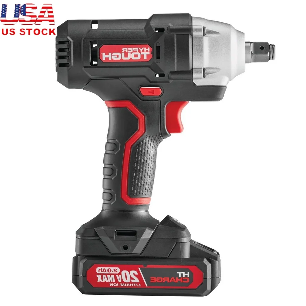 

20V Cordless Impact Wrench 1/2-inch Variable Speed 185 ft-lbs Torque LED Light 300 ft-lbs Breakaway 2.0Ah Battery Charger Model