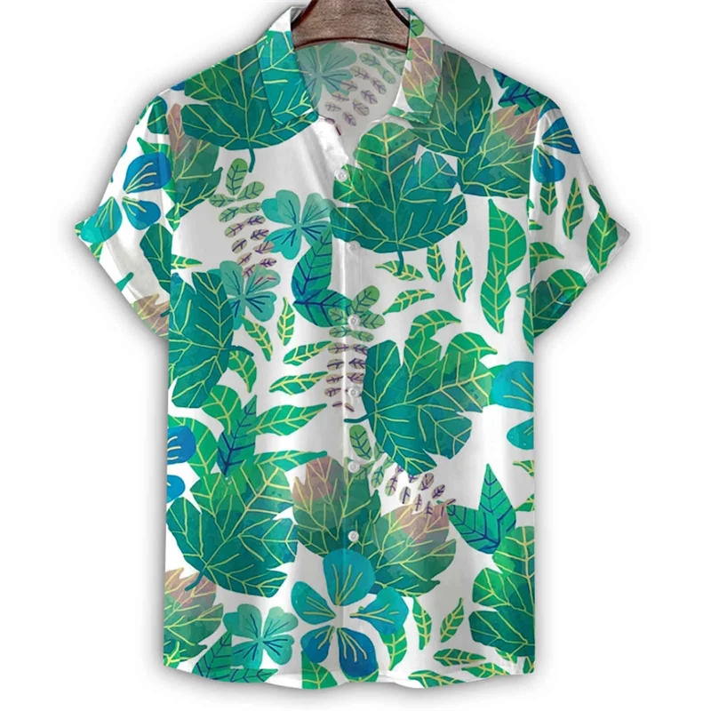 Fashion Hawaiian Floral Shirt Men Summer Loose Short Sleeve Tops 3d Print Beach Vacation T Shirts Lapel Blouse Women Clothes