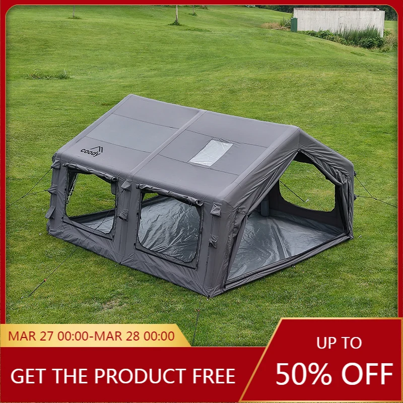 Coody 13.6 Gray Inflatable Air Tent, Factory Direct Waterproof Cotton Portable Tent for Family Travel Camping