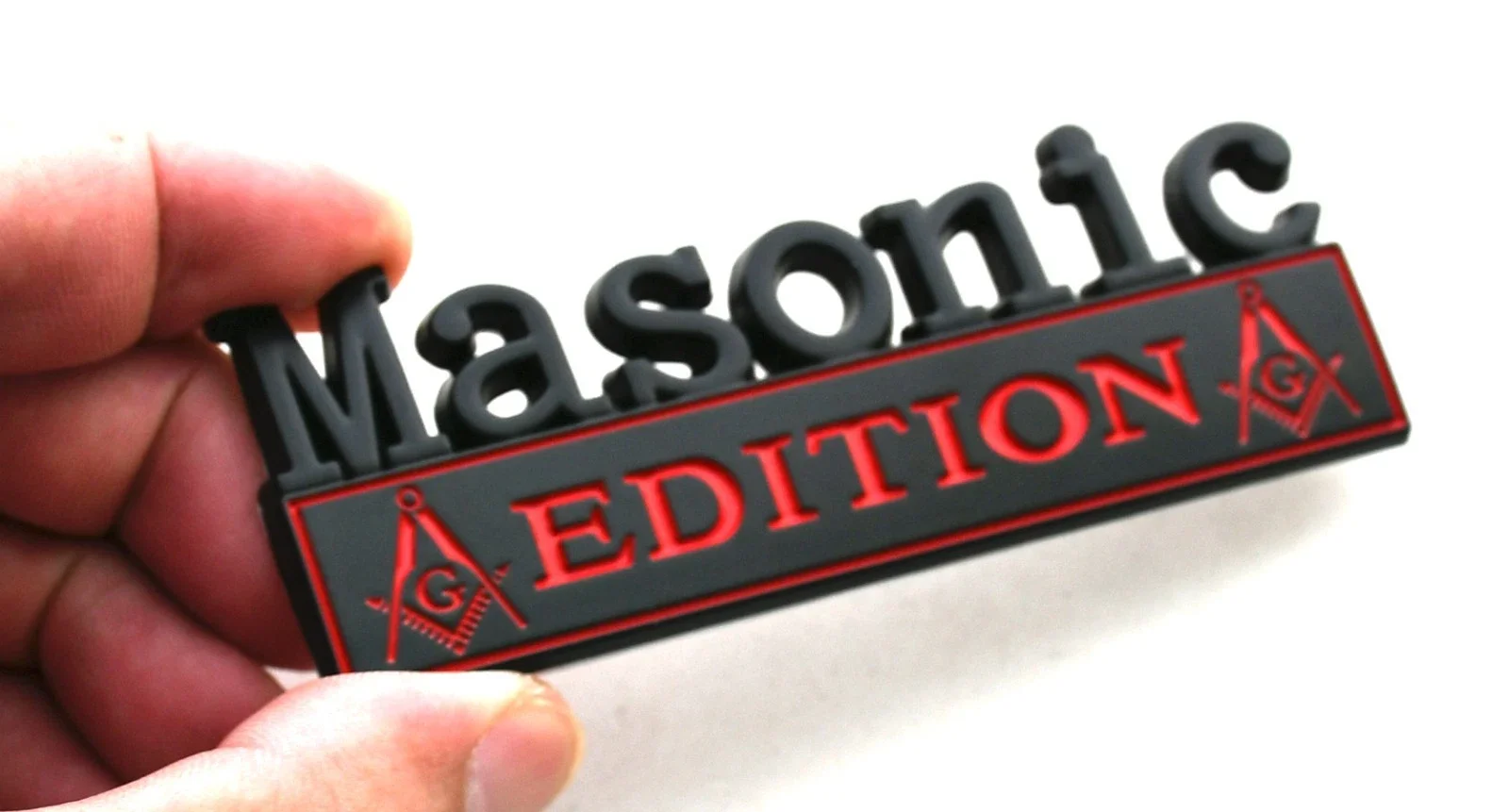 2PCS Metal Masonic Edition Emblems,3D Badge Decals Fits for Universal Vehicle, Car, Truck, SUV Decoration (Black Red) 3