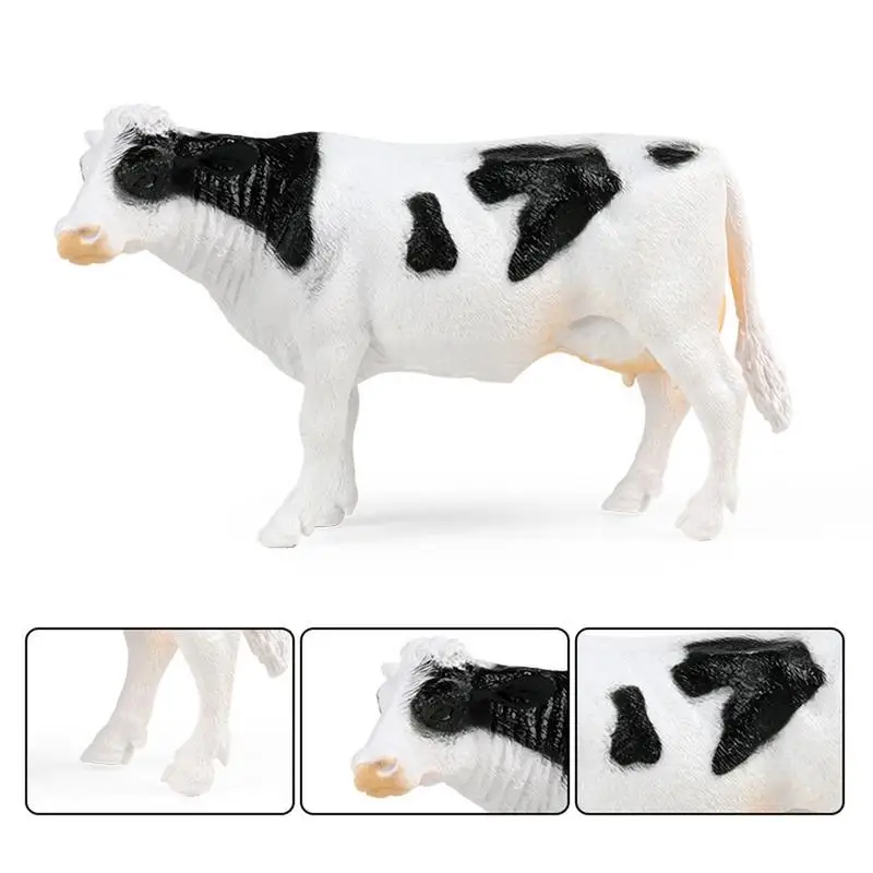 Modelo de vaca de granja de animales, figuras realistas de vaca de granja, juguete de colección seguro y duradero