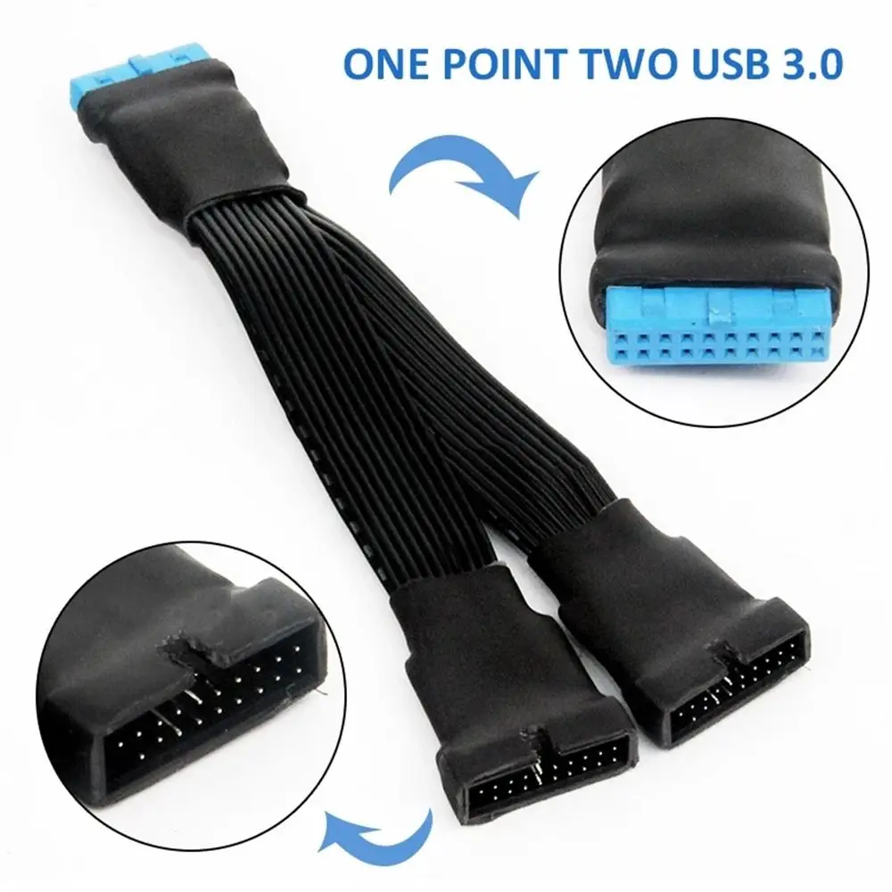 Two Cable for Motherboard 19 Pin/20Pin 1 to 2 Adapter Extension Cable Splitter Cable Mainboard Cable Internal Extension Header
