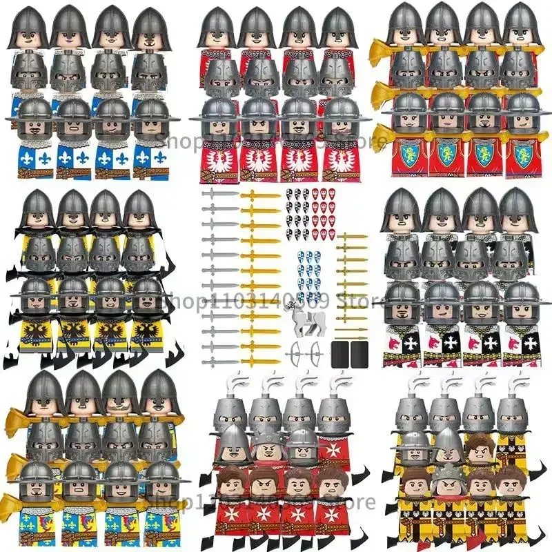 Medieval Knights Mini Figure Building Block Set – DIY Assembly Knight Soldier Playset, Castle Battle Brick Toy, Kids Boys  Gift
