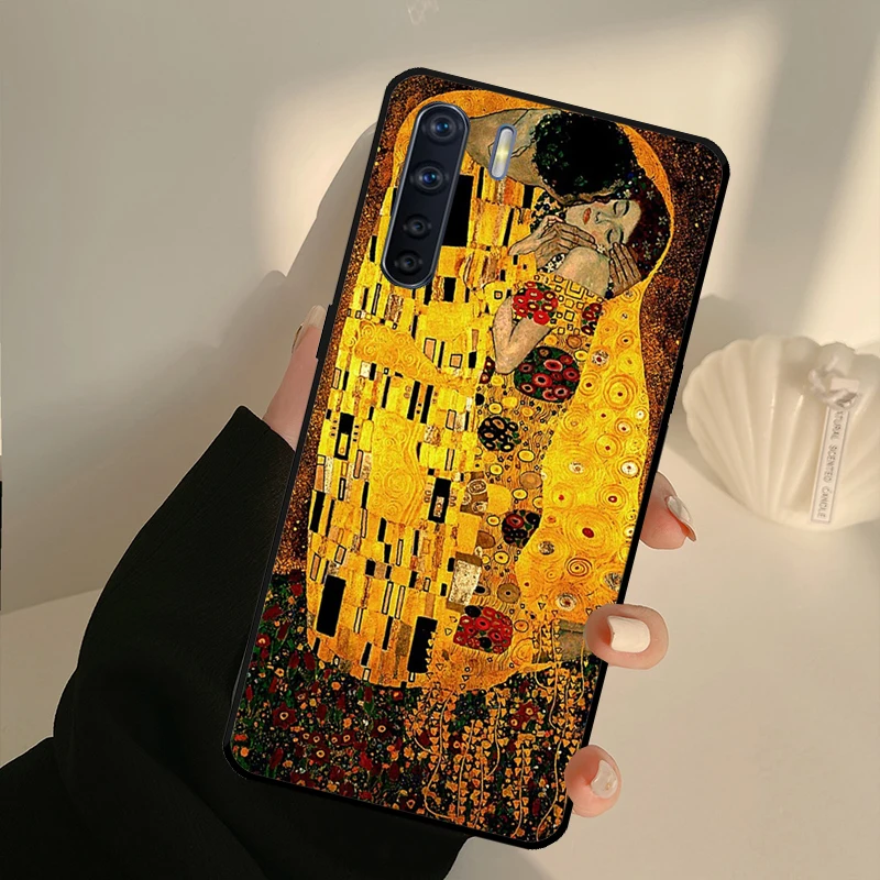 Gustav Klimt Kiss Art Case For OPPO A17 A57 A77 A16 A76 A96 A52 A72 A15 A5 A9 A31 A53 S A54 A74 A94 A93 A78 Cover