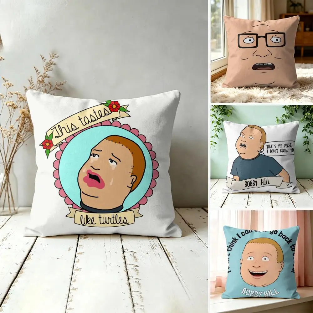 King Of The Hill B-Bobby Hill Cushion Cover Plush Fabric Soft Double-Sided Printed Sofa Warm Winter Home Gift Pillow Cover