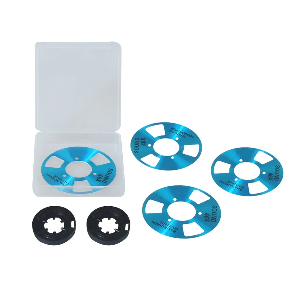 Blank Cassette Tape Aluminum Reel To Reel Blank Cassette Tape DIY Homemade 4 Reels + 2 Wheel for Audio Music Recording