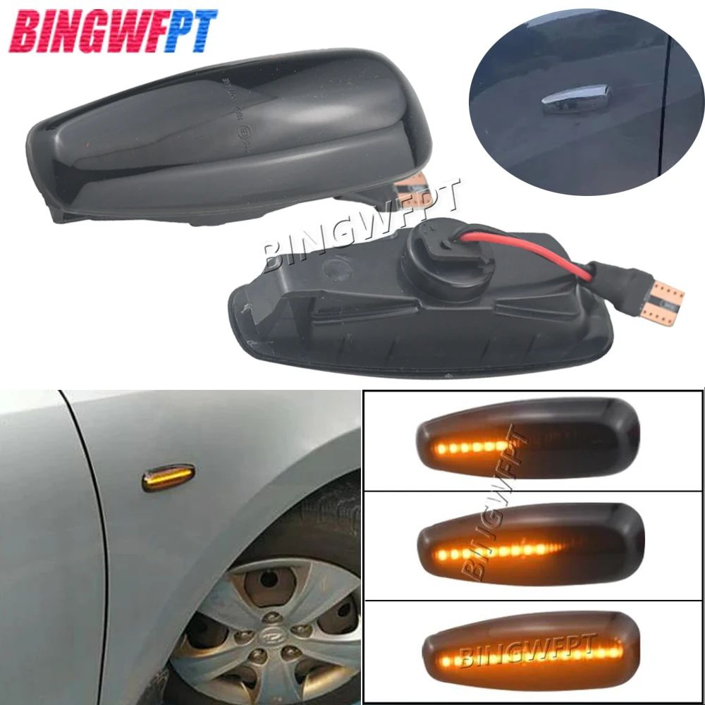 2x LED Dynamic Side Marker Light Turn Signal Lamp For Hyundai i30 CW FD Grandeur TG Avante Elantra Touring KIA Ceed Carens Rondo