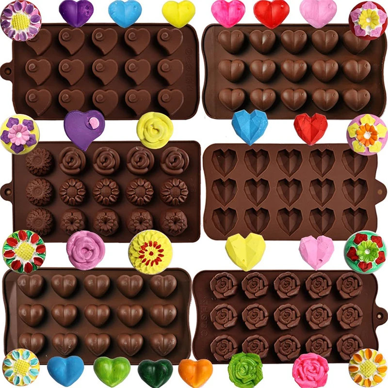 Heart-shaped Chocolate Mold Pentagram Easter Egg Cylinder Rose Silicone Mold DIY Chocolate Candy Ice Cube Baking Tool