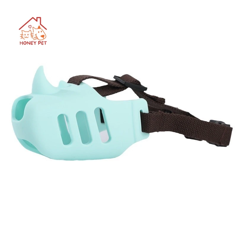 Copertura per bocca di cane da compagnia in Silicone Anti-morso Anti-abbaio Anti-munching forma di rinoceronte copertura per bocca di cane media e