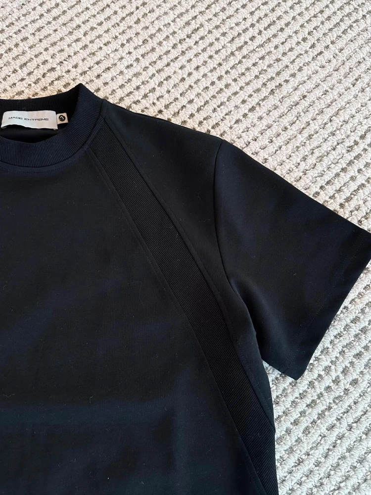

Heavyweight Structured Boxy Fit ort Sve American Splice Ne ort T-irt for Men Breathable Cotton Summer Faion