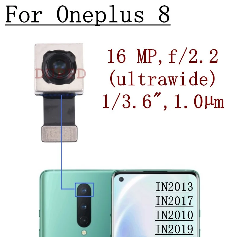 Original Rear Camera For OnePlus 8 IN2013, IN2017, IN2010, IN2019 Front Facing Back Wide Macro Ultrawide Camera Module Spare