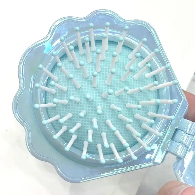 Conchas dobrável pente airbag escova de cabelo com espelho pente antiestático multifuncional prático escovas de cabelo de plástico & pentes