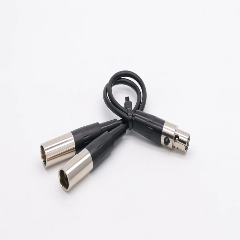 4Pin Mini XLR Jack Female to Dual Male Cable for Shure Bodypack Transmitter Wireless System