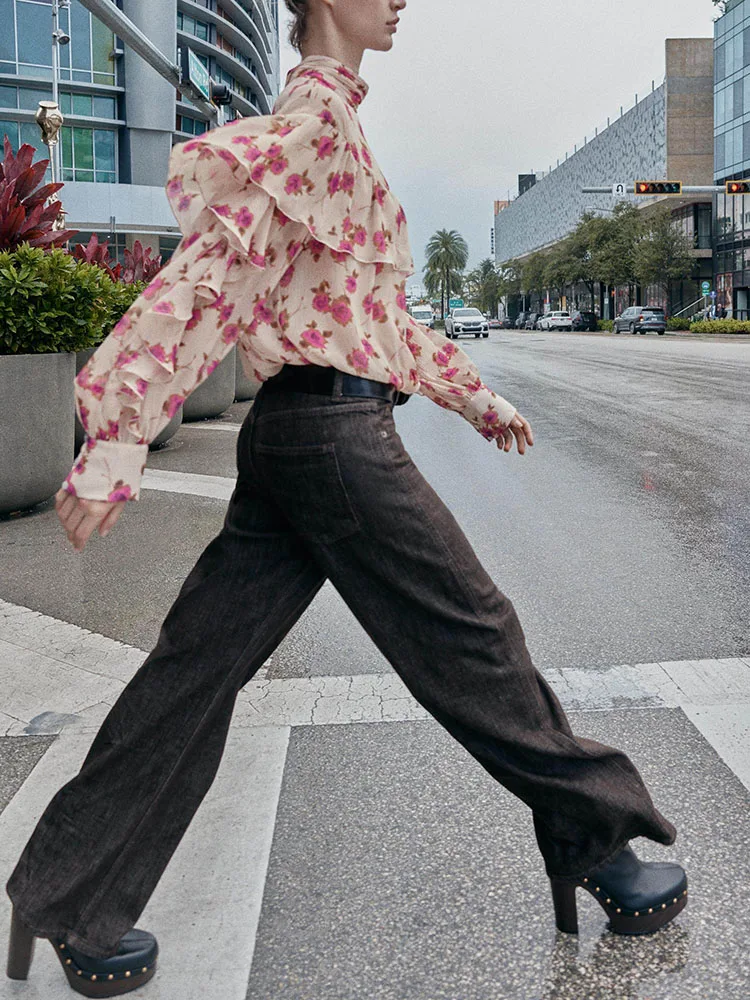 

Элитная женская этническая одежда ZA2026: новая коллекция весна-зима, с воротником-стойкой, принтованная, многослойная, декоративная, для сценических выступлений