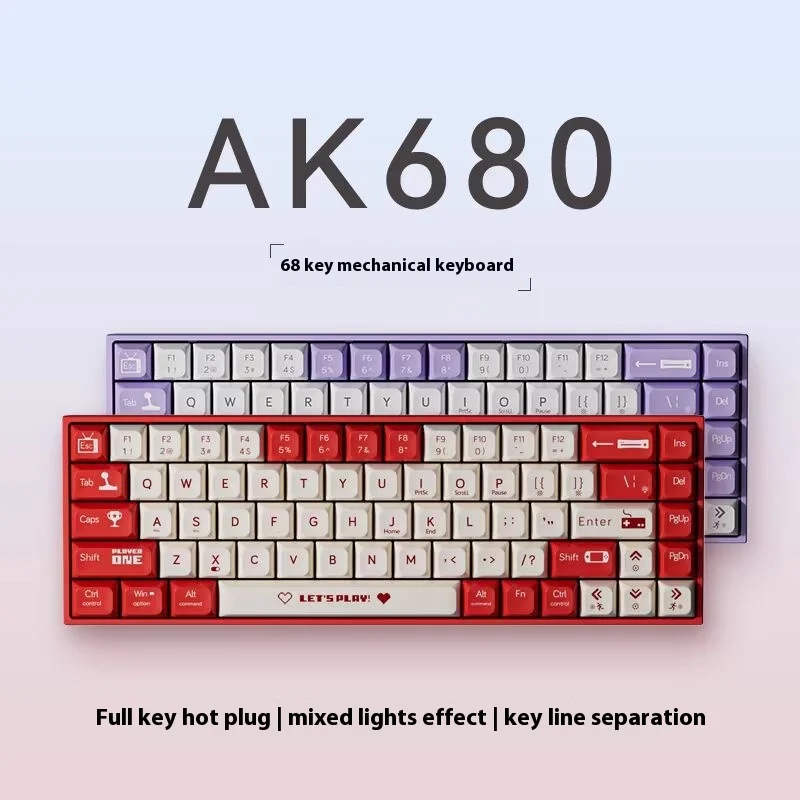 AJAZZ AK680 Wired Mechanical Keyboard 68 Keys Green Shaft Tea Shaft Red Shaft Portable No Punch Hot Swap Portable Gaming Office