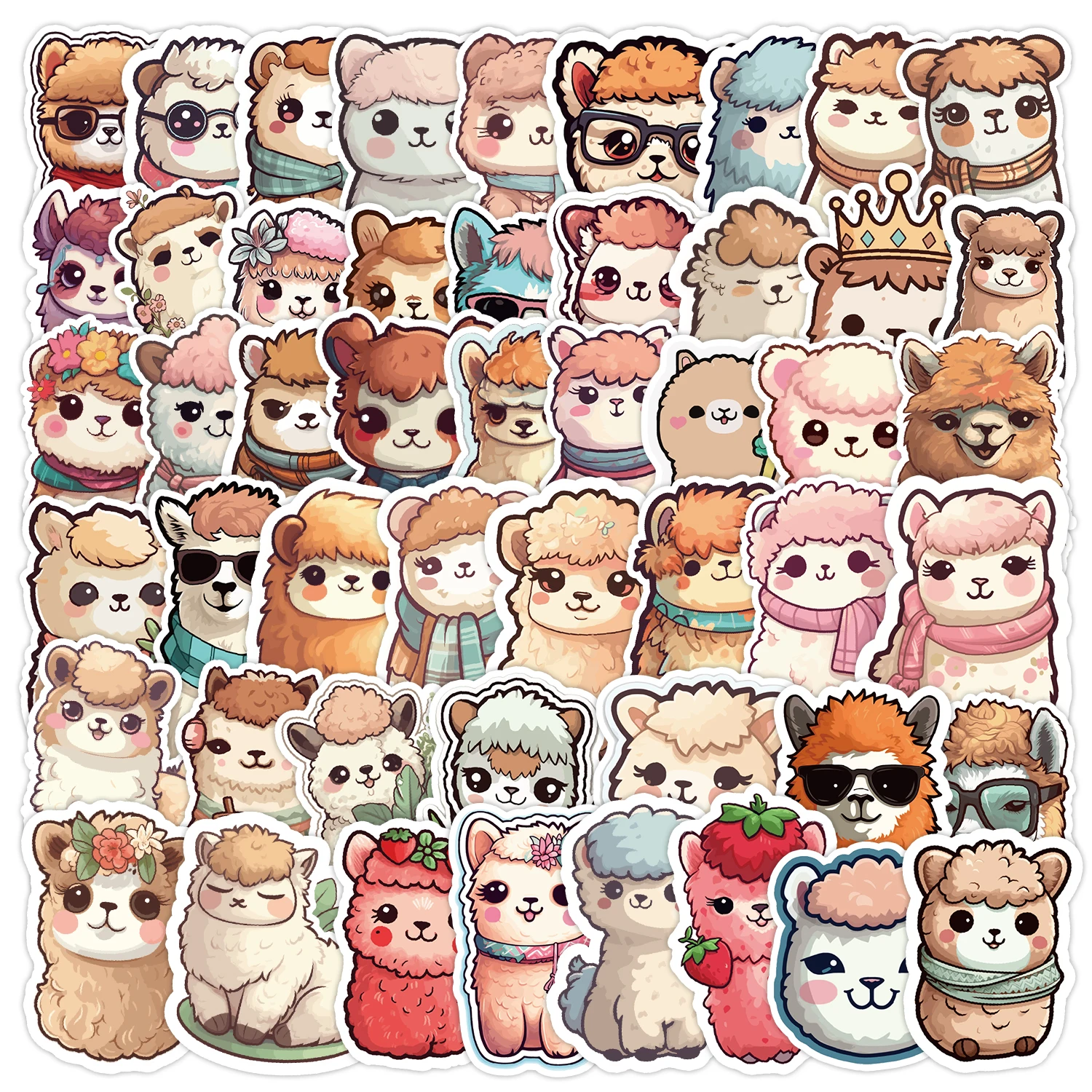 10/30/50個かわいい漫画アルパカ羊動物ステッカーラマラクダかわいいラップトップスクラップブックスケートボード車のおもちゃステッカーF5