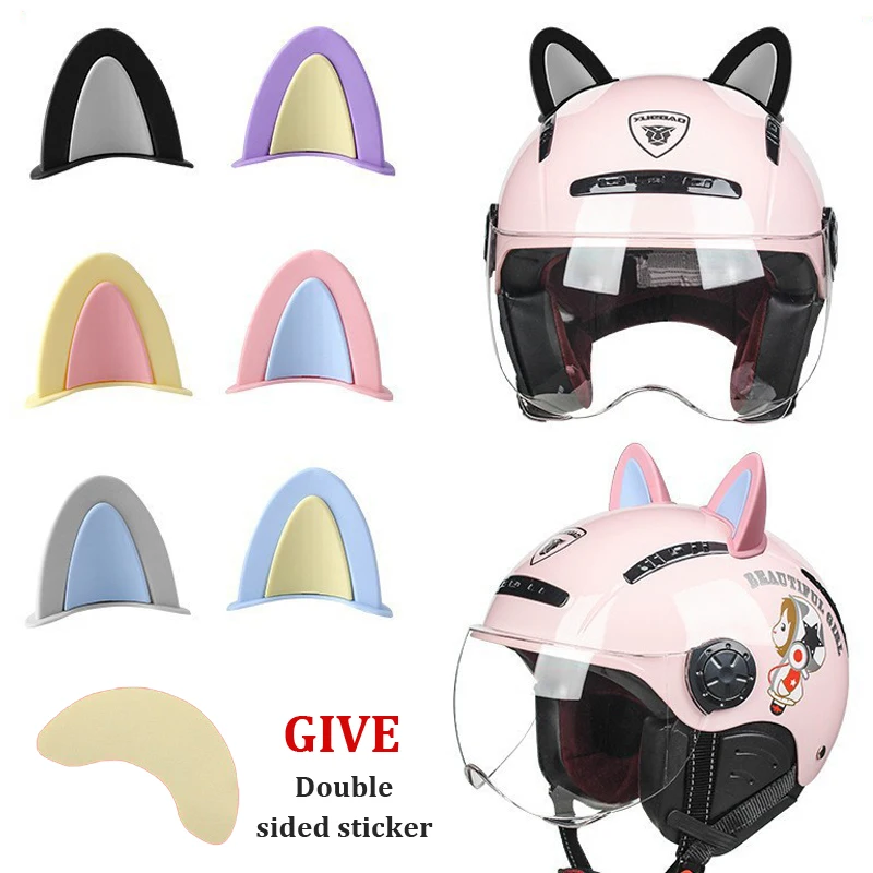 Décoration de Casque de Moto avec Oreilles de Chat, Autocollants Électriques Mignons Multicolores, Accessoires Universels, 2 Pièces