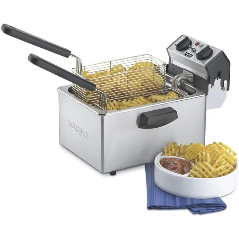 Waring Commercial WDF75RC Heavy Duty 8.5 lb double basket deep fryer, includes 4 twin baskets & 2 night covers - 1800w, 120V