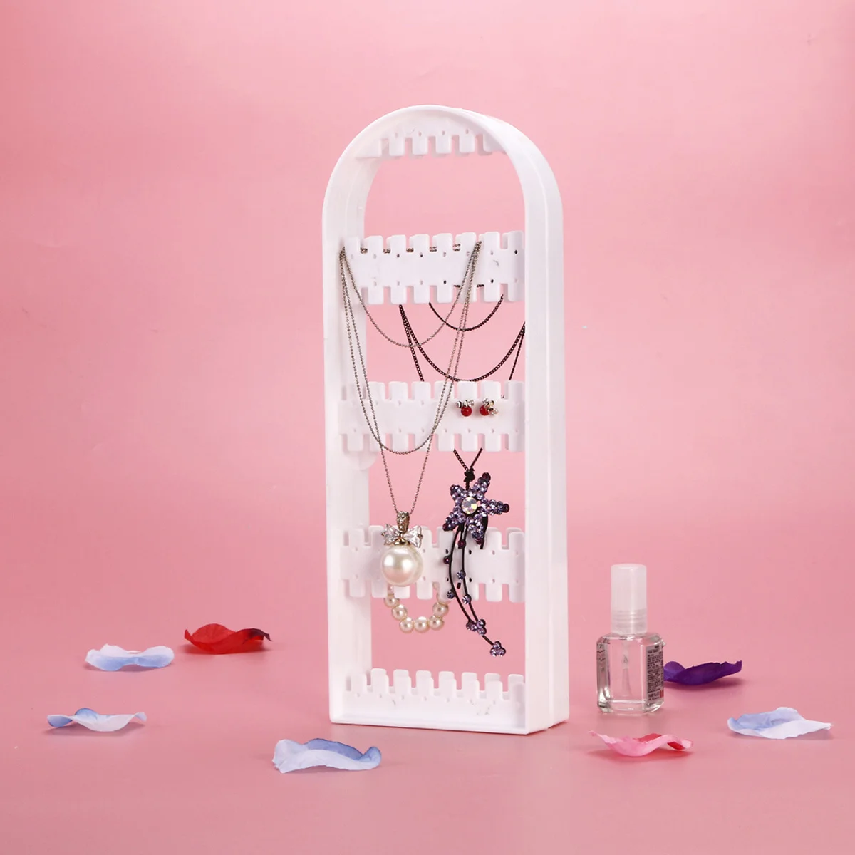 

Пластиковый органайзер для ювелирных изделий, подставка с 120 отверстиями, складная дверь, дизайн, ожерелье, кольцо, серьги, браслет, держатель для дисплея, дисплей для ювелирных изделий