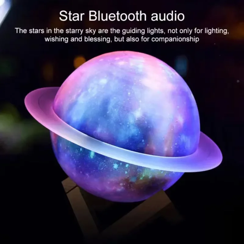 Music Planet Portable Night Light Color Changing Wireless Bluetooth Speaker Lamp RGB Lighting with Remote Control Caixa De Som