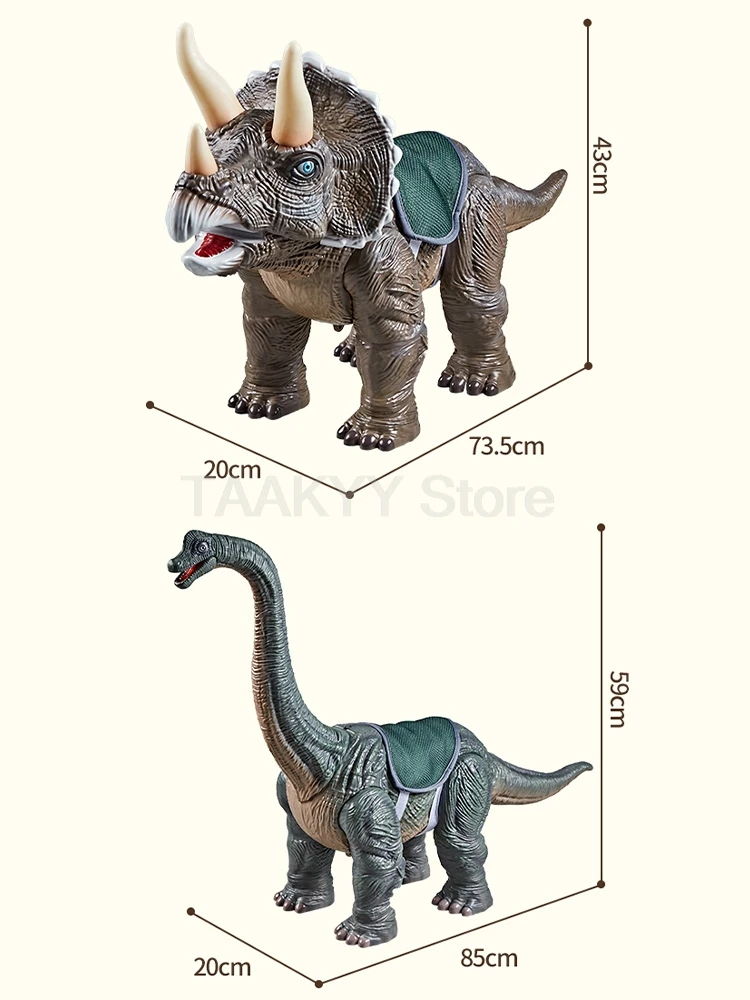 슈퍼 빅 공룡 모델 장난감, 브라키오사우르스 트리케라톱스 마운트 스쿠터, 공룡 세계 장난감, 100kg 베어링 가능, 소년 선물, 85cm