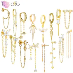 925 Sterling Silver Ear Needle Elegant Noble Chain Tassel Drop Earrings Women's Fashion Wedding Party Earrings Jewelry Gifts