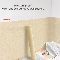 Linen Anti Mold Wallpaper for New Home Insulation Waterproof and Anti-collision Background Wall Self-adhesive Wall Stickers