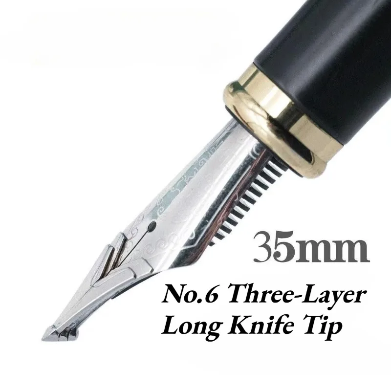 BALAOYE Long Knife Research Pen 35Tip No.6 3-layer Pen Tip Thick Armor Large Iridium Grain Calligraphy Art Practice Brass Pen