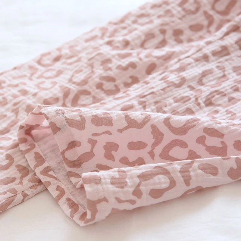 Women\'s Pure Cotton Pajama Pants Home Pants Double-layer Gauze Elastic Band Loose Casual Pants Cute Strawberry Home Pants 2024