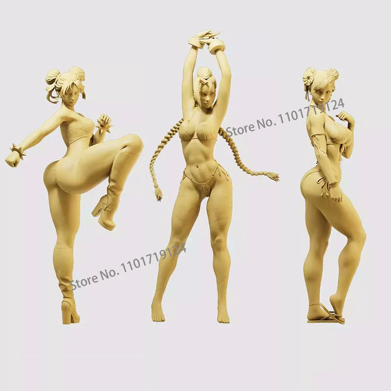 3D Printed Miniature 1/64 1/43 1/35 Chun Li Cammy Figure Fighting Girl Diorama Sand Table Street Scene Prop Figurine Model