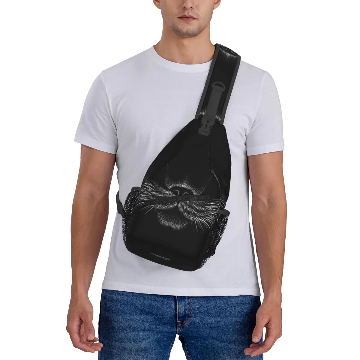 Sac à dos Black Cat Panther Animal Sling pour hommes, sac à bandoulière, sac de poitrine de voyage, sac à dos à bandoulière, sac initié, sac à dos de randonnée, mode masculine