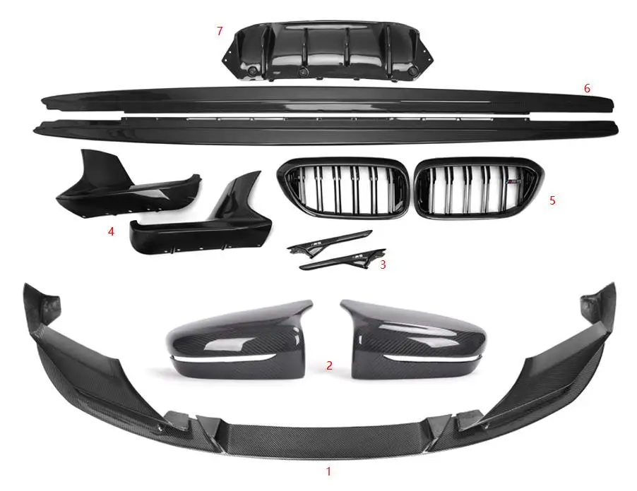 

Carbon Fiber Bumper Body Kit for BMW F90 M5 2018-2019 MP Style Grill Front Lip Mirror Cover Splitter Side Skirt Diffuser