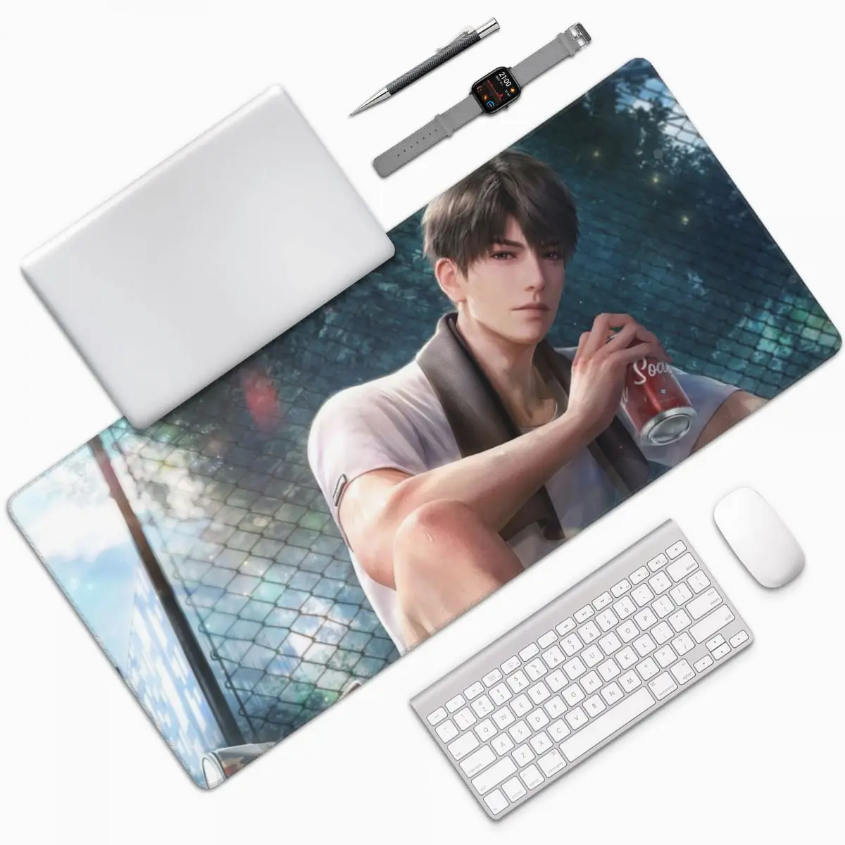 Love And Deepspace Game Caleb Large Mouse Pad Computer Keyboard Mouse Mat Gaming Laptop Desk Mat Office Accessories Table Mats