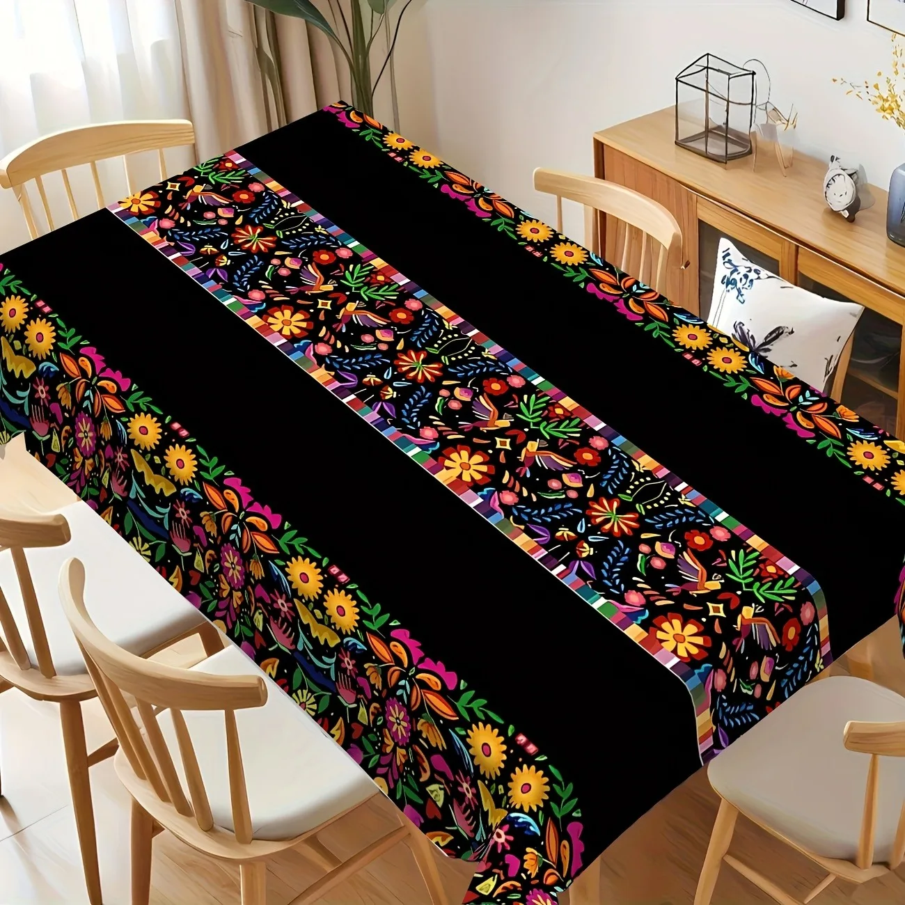 One-piece Mexican daisy print tablecloth - colorful rectangular table cover yzb