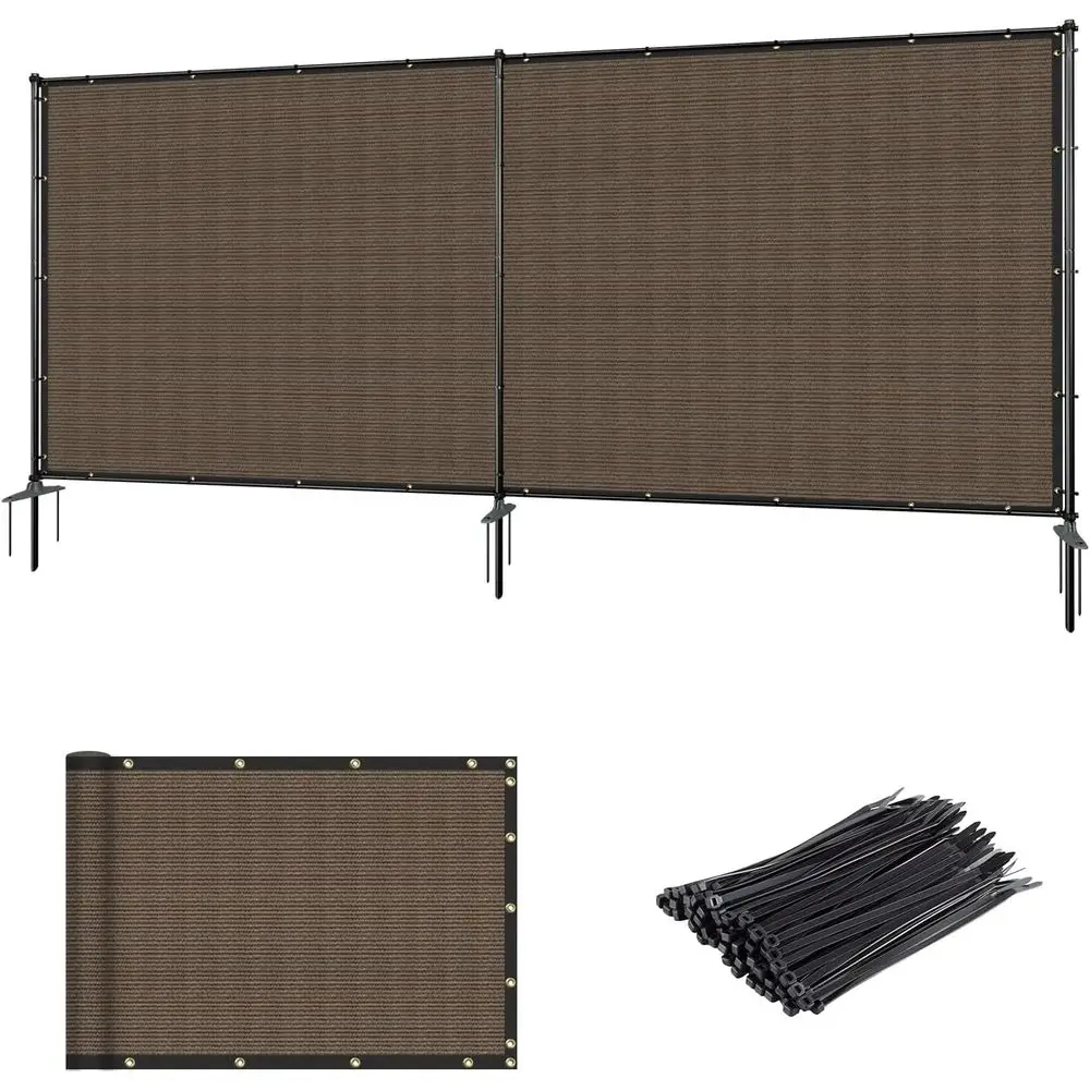 6'x12' Outdoor Privacy ence with Iron Poles Ground Spikes Dog Metal Garden Privacy ence Backyard Patio Yard Barrier Boarder Divi