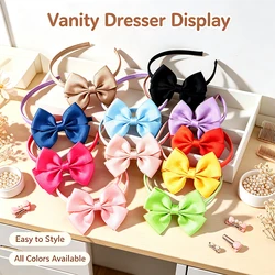 1 Piece Ribbon Handmade Hair Bows Hairbands for Baby Girls 20 Colors Cute Bowknot Solid Color Headband Headwear Hair Accessories