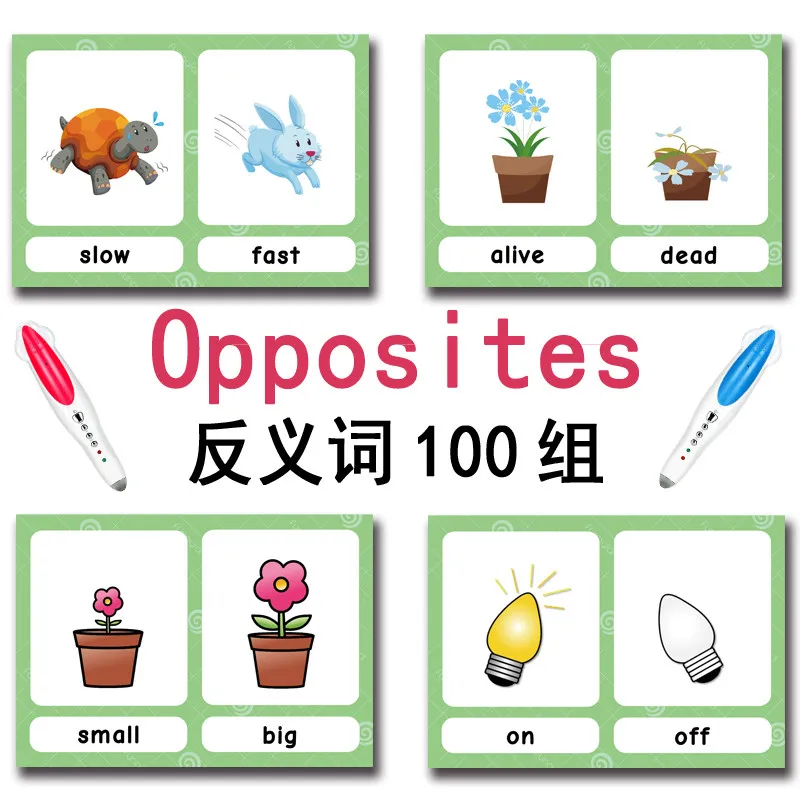 The 100 Groups Opposites Flashcards English Vocabulary Cards Kids Montessori Learning Educational Toys For Children Memory Game
