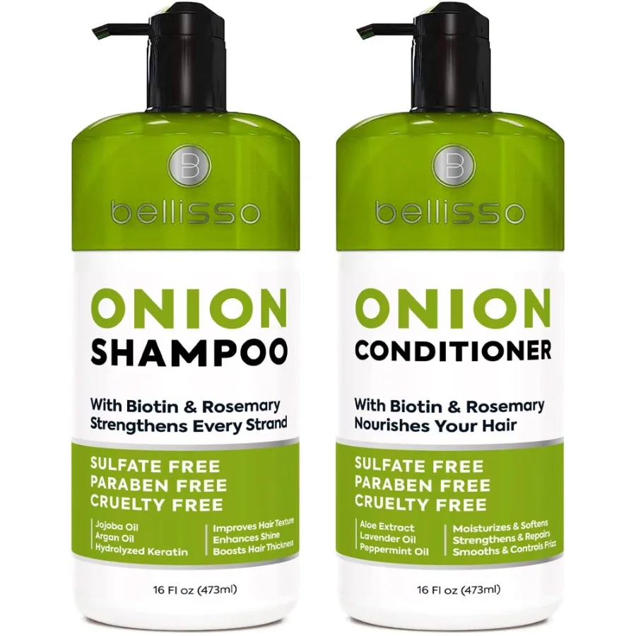 Zwiebel-Shampoo- und Spülungsset mit Rosmarin- und Biotin-Verdickungsprodukten für Frauen und Männer, voluminöse Formel in Salonqualität
