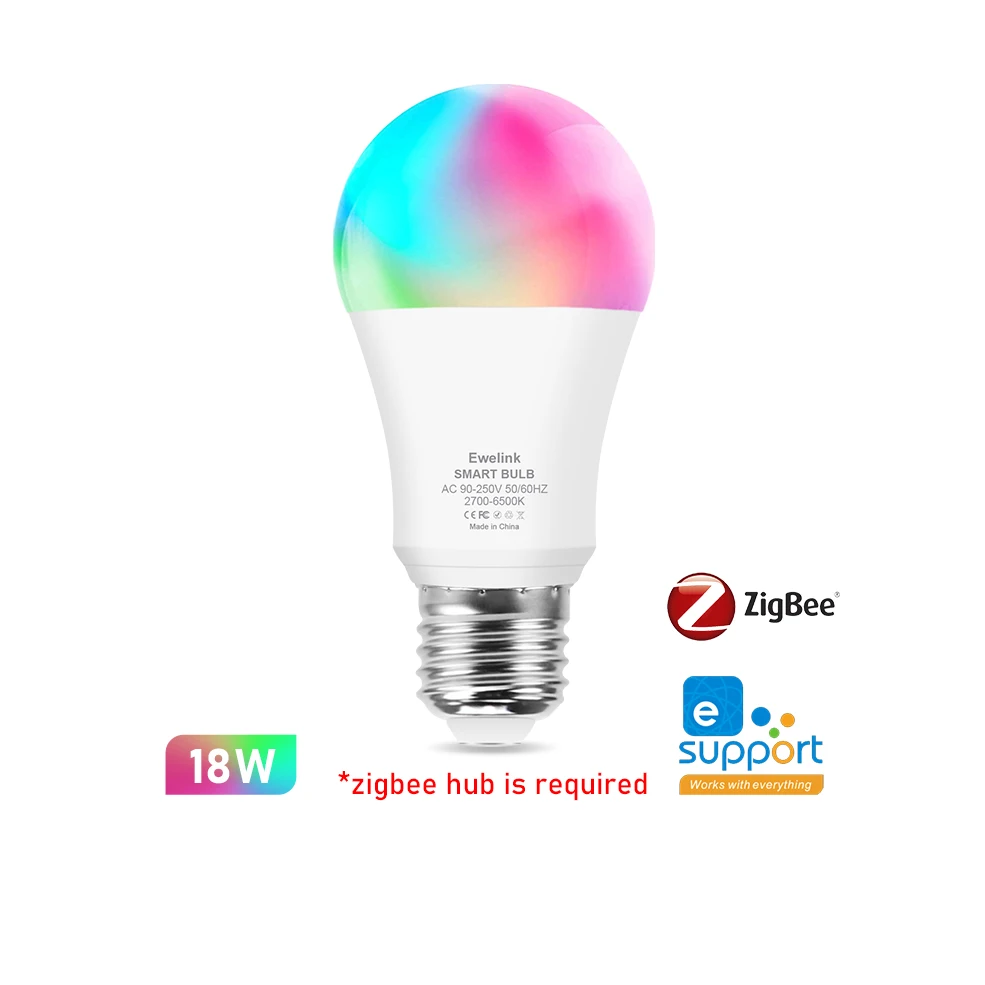Smart WiFi Zigbee LED Gloeilamp Dimbaar E27 E14 GU10 RGBCW 2700-6500 K LED Kaars Lamp Voor Ewelink APP Alexa Google Thuis Yandex