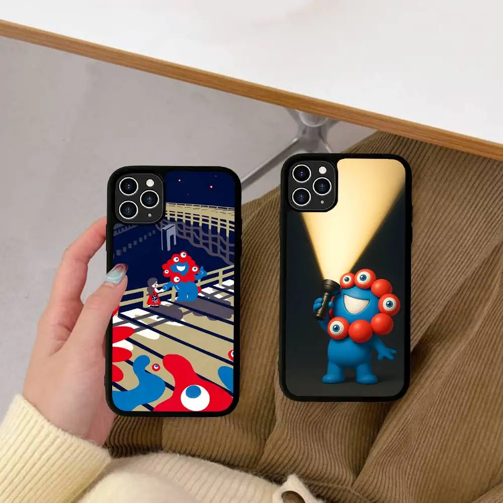Cartoon M-Myaku-Myaku For iPhone 11 12 13 14 15 16 17 Pro Max Plus TPU+PC Shockproof Back Phone Cases