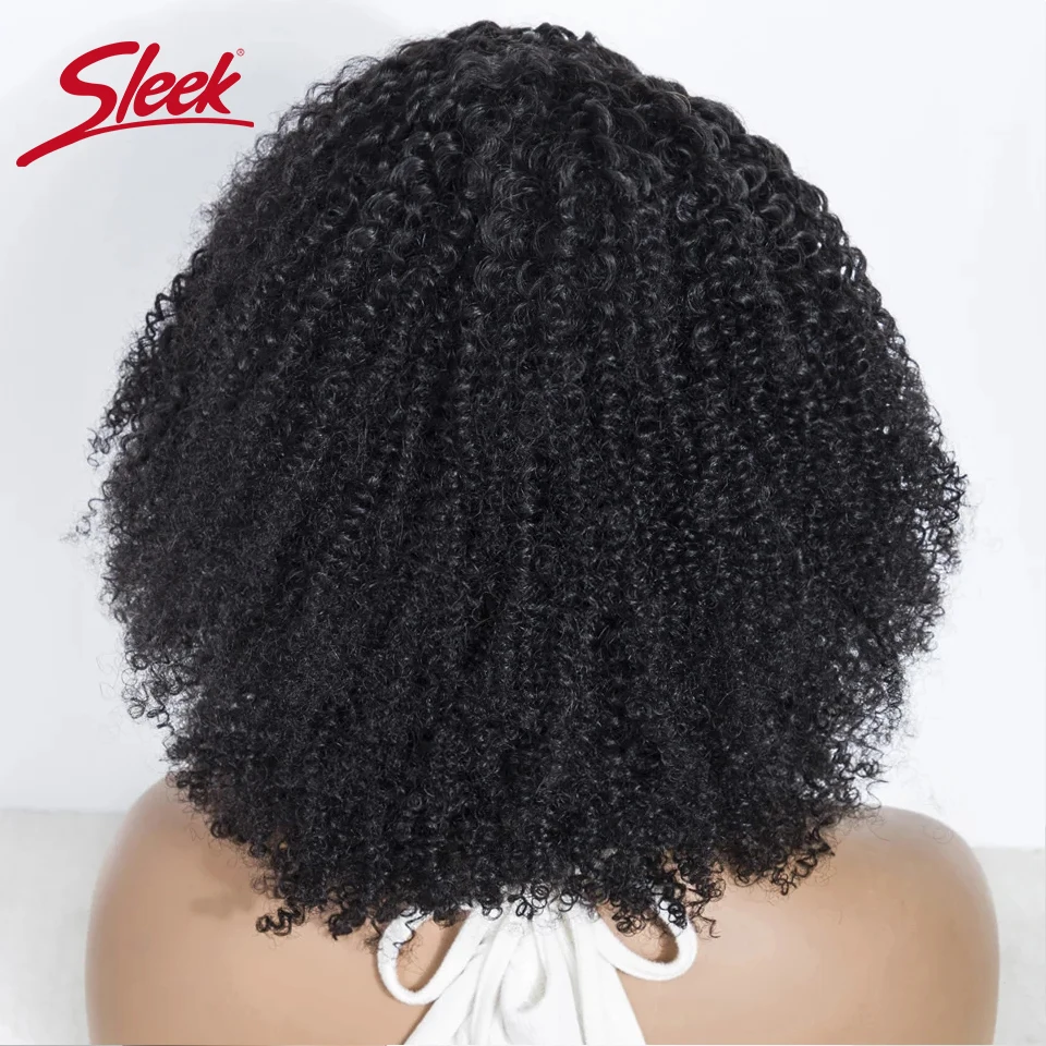 Brasileiro Afro Kinky Curly Bob Perucas para Mulheres Negras, Elegante C Lace Front Part, Transparente Remy Cabelo Humano, Natureza Preto e Escuro