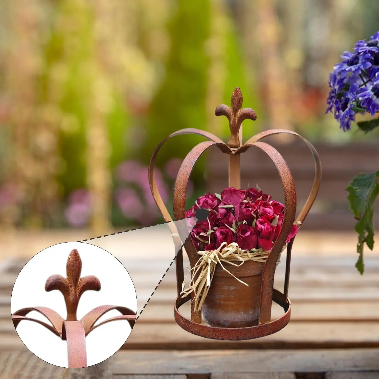 

Garden Trellis Iron Decoration Plant Support Frame Crown Vintage Style Flower Lattice Outdoor Garden Decor Plant Flower Trellis