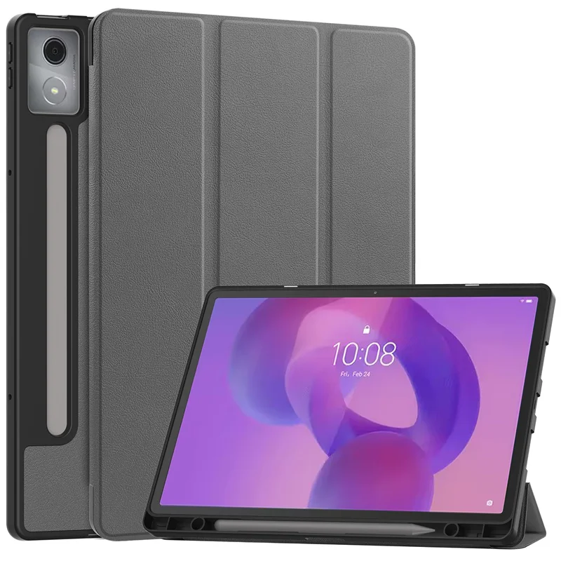 حافظة لهاتف Lenovo Idea Tab Pro مع حامل قلم رصاص من جلد البولي يوريثان غطاء خلفي قابل للطي لهاتف Lenovo Idea Tab Pro 12.7 TB373FU