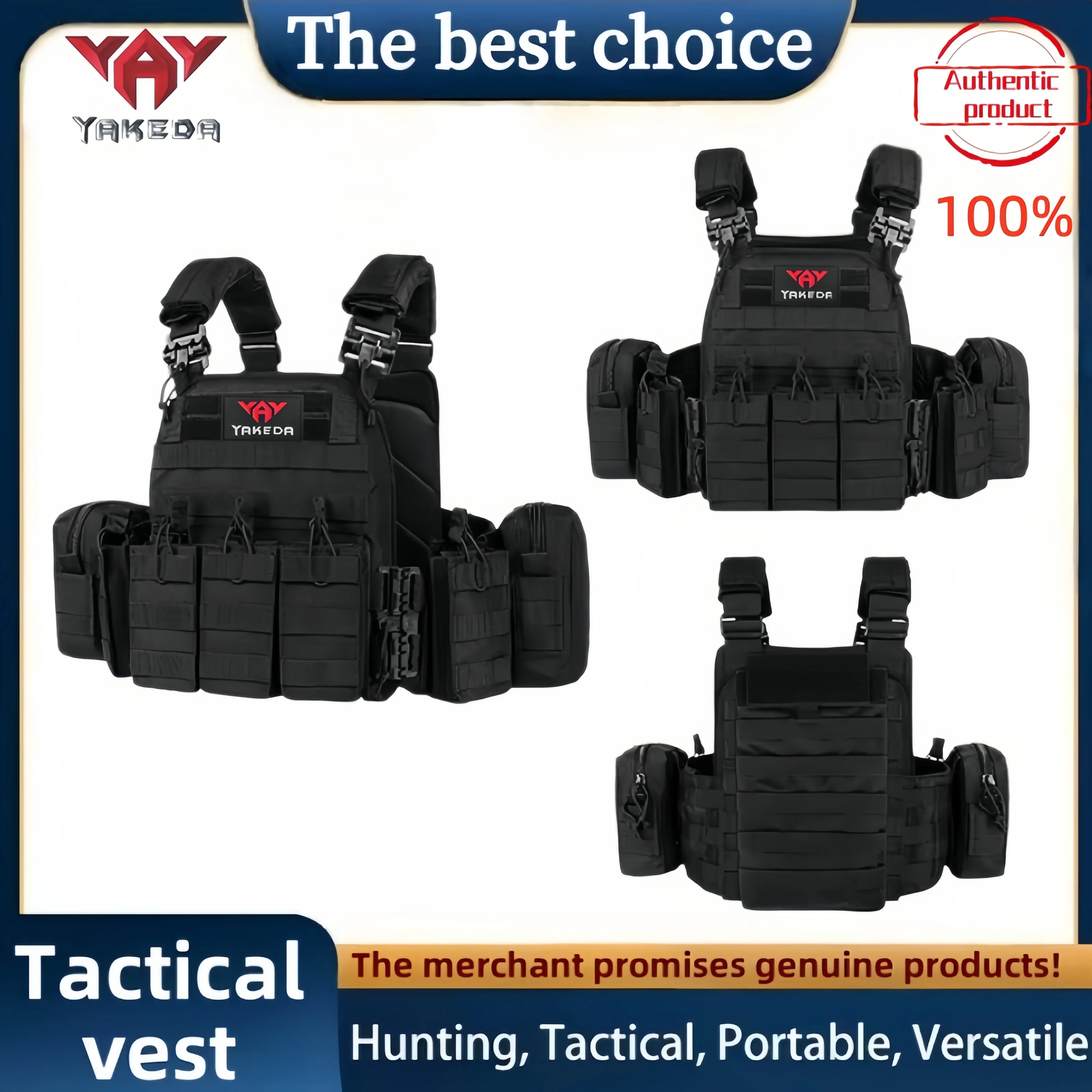 

YAKEDA Tactical Vest 6094 Fast detachable light laser cut outdoor hunting black gear carry vest of high quality