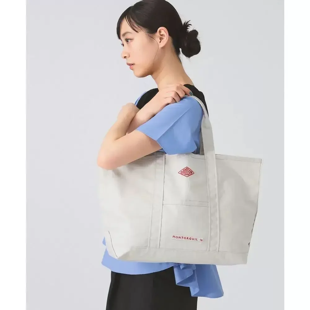 Embroidered Logo Canvas Tote Bag 5 Colors Large Capacity Unisex Japan Made